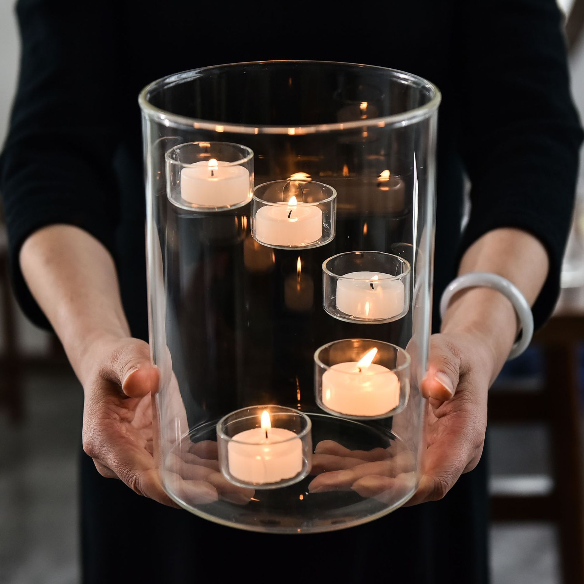 Creative Clear Glass Orb Ball round Tealight Globe for Romantic Wedding Party for Home Decoration Water Hurricane Candle