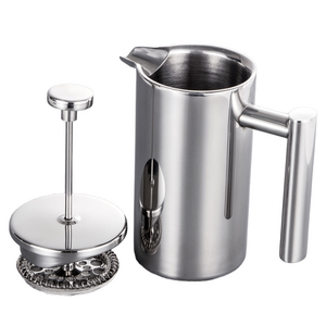 Portable 1000ml Stainless Steel Double-Layer Press Pot Insulated Brewing Tea and Coffee Pot French Press Style