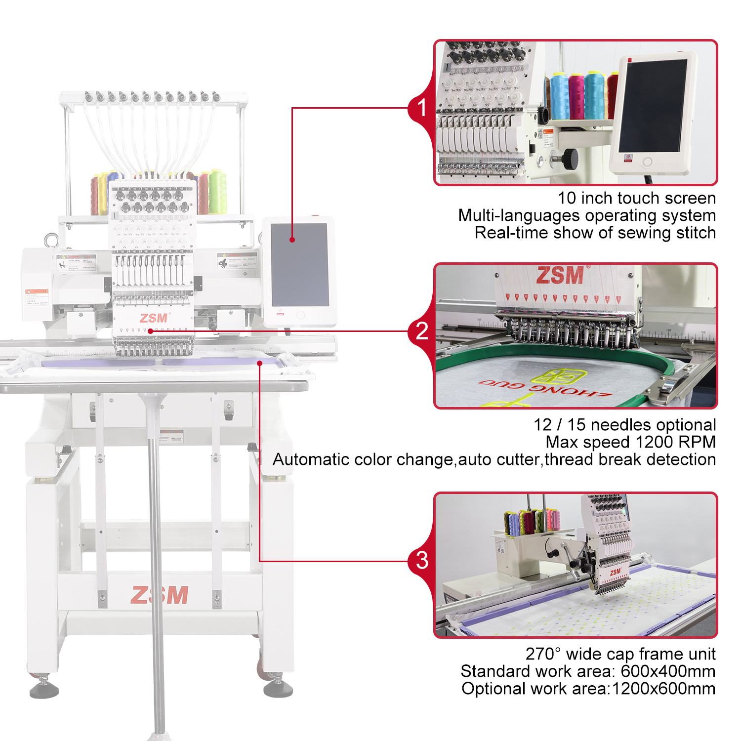 Single Head Digital Embroidery Machine Automatic Cap T-shirt Embroidery Machine computerized