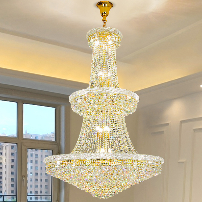 nordic modern luxury big hotel dining ceiling golden crystal chandeliers pendant lights