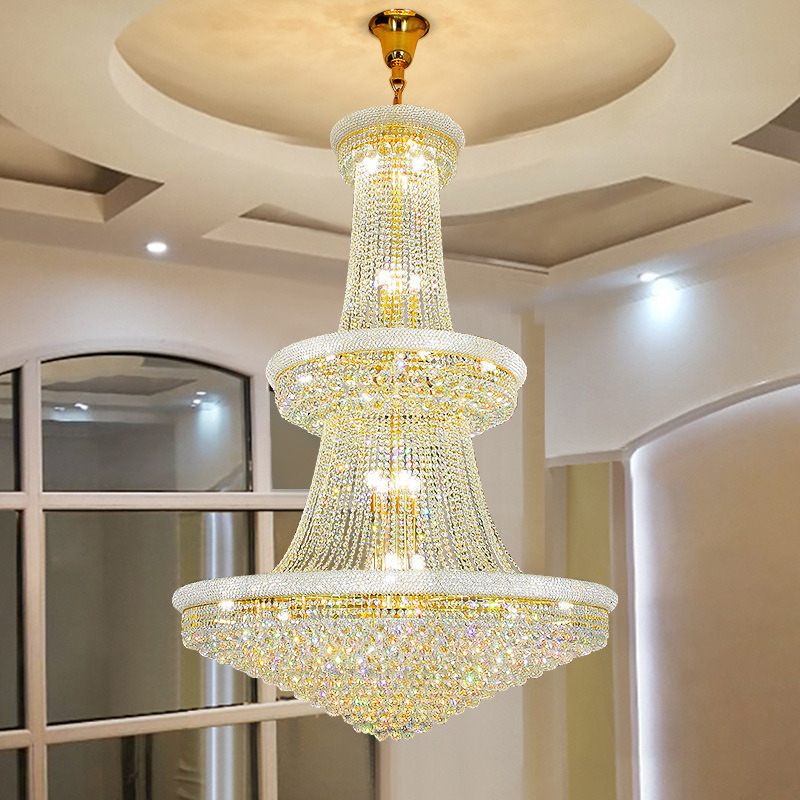 nordic modern luxury big hotel dining ceiling golden crystal chandeliers pendant lights