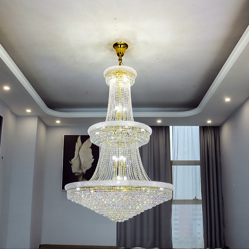 nordic modern luxury big hotel dining ceiling golden crystal chandeliers pendant lights