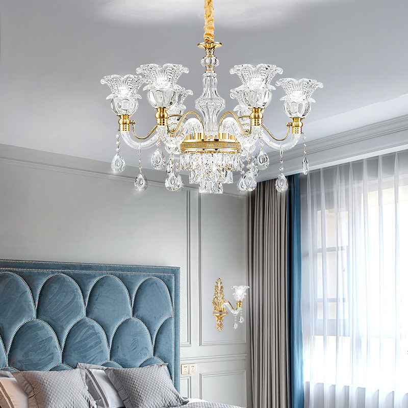 Luxury living room chandelier post-modern minimalist dining room lamp bedroom crystal lamp atmosphere luxury European chandelier