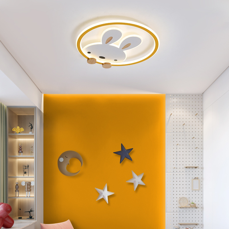 yellow rabbit ceiling Lighting For Children Room Bedroom Baby Boys Home Pendant LED Lamp ceiling