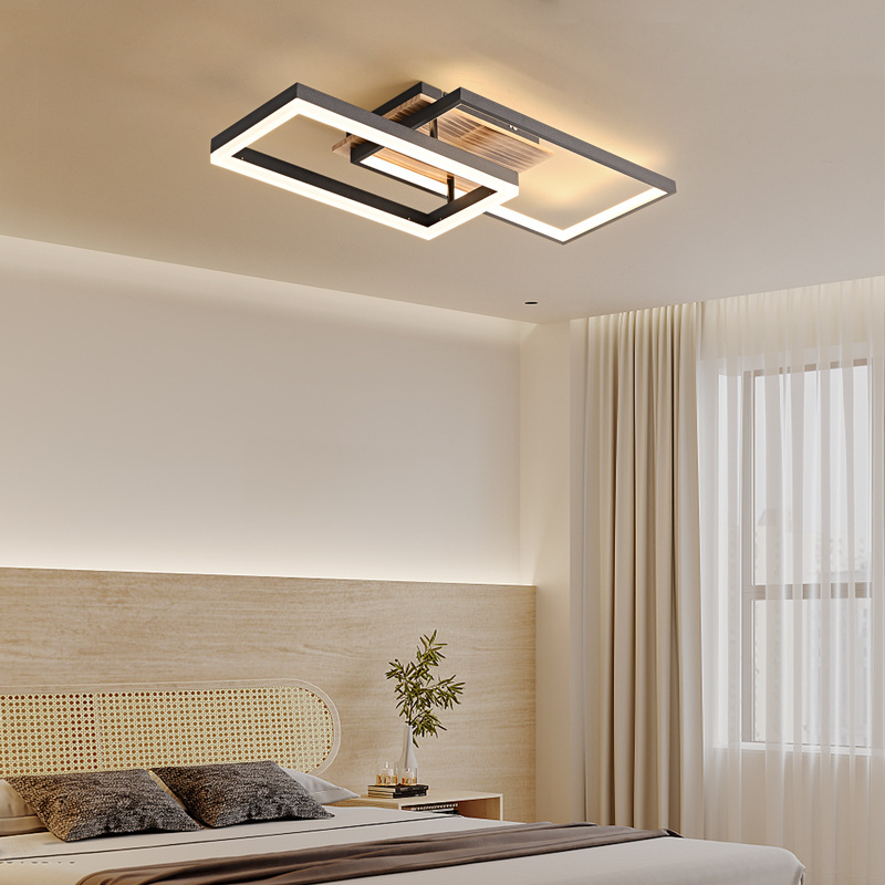 Retro with wood led ceiling light fixture for bedroom lamp