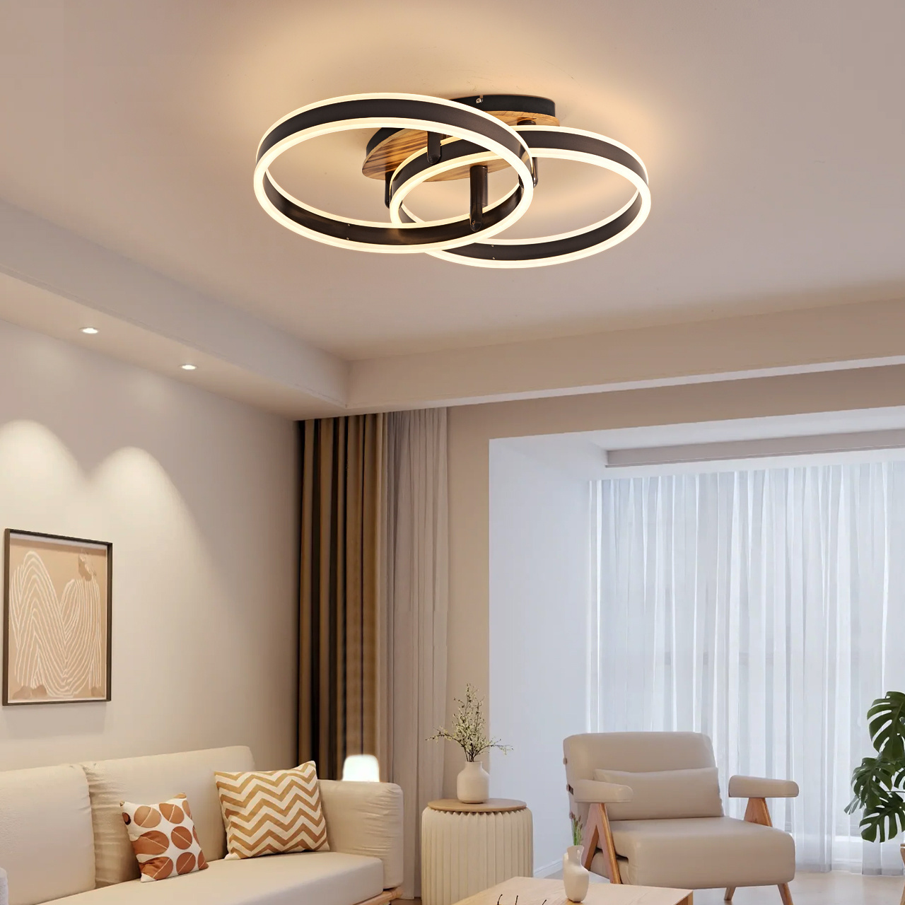 Surface Indoor Remote Control Dimmable Acrylic Round Ceil Lamp Flush Mount Modern Ceiling Lighting Fixture Led Ceiling Light