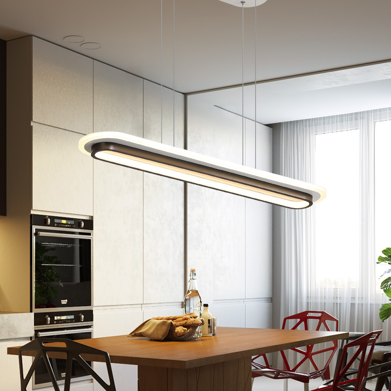 Pendant lamp Led Line Ceiling Hanging Chandelier Black Loft Living Dining Room Kitchen Lighting Fixture