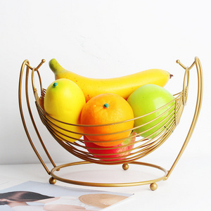 Metal Wire Swinging Fruit Hammock Decorative Fruit Basket Bowl,Vegetables Basket Rack Storage Stand Holder