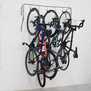 Metal Wall Mounted 5 Bike Vertical Wall Rack, Holds 5 Bikes, Home & Garage Mounted Storage Hooks Rack