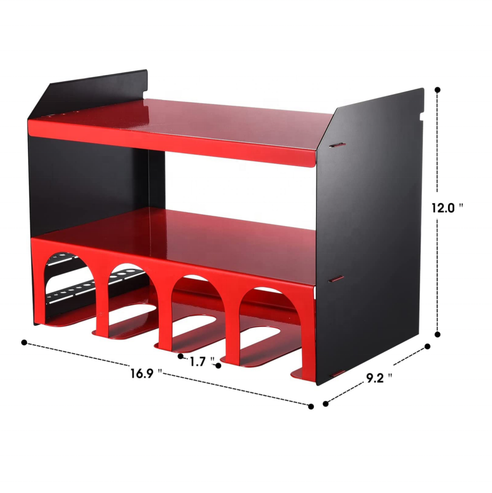 Power Tool Storage Metal Organizer - Cordless Drill Charging Station Wall Mount Four Drill Holder with Drill Bit Rack for Garage