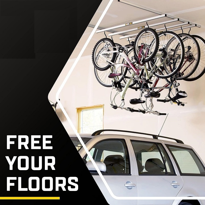 Bike Storage Cycle Glide Home Bicycle Parking WHEEL HOOKS Ceiling mounted indoor bike storage rack