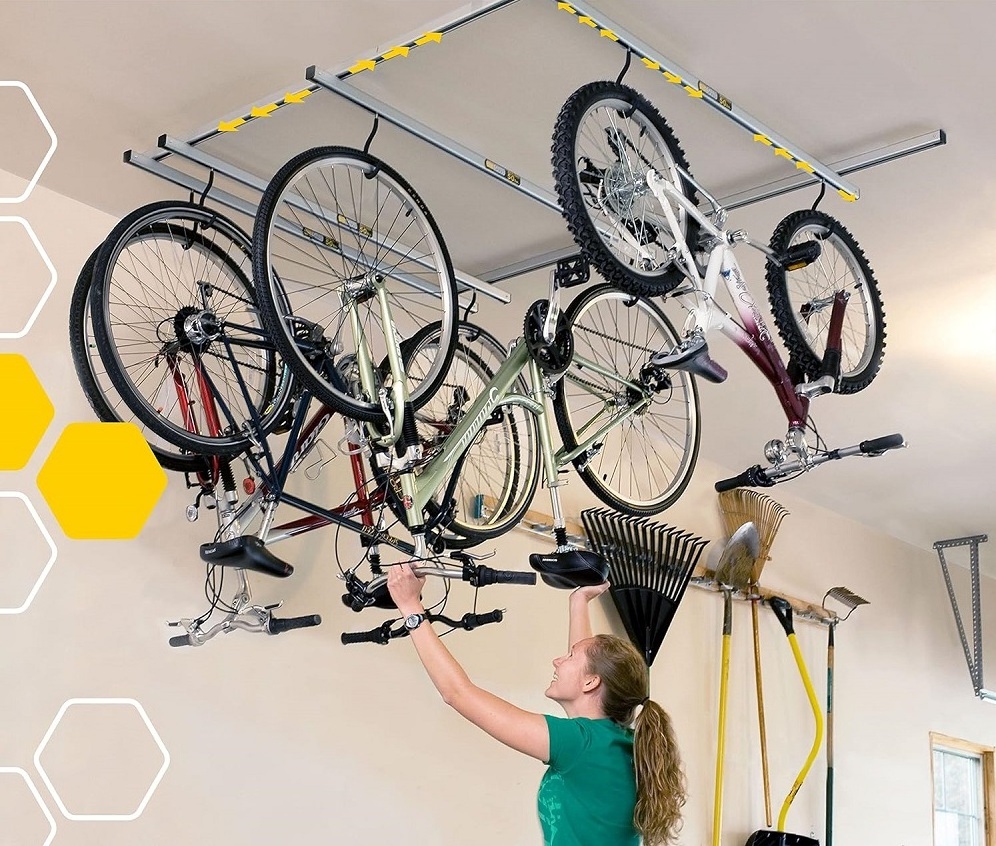 Bike Storage Cycle Glide Home Bicycle Parking WHEEL HOOKS Ceiling mounted indoor bike storage rack