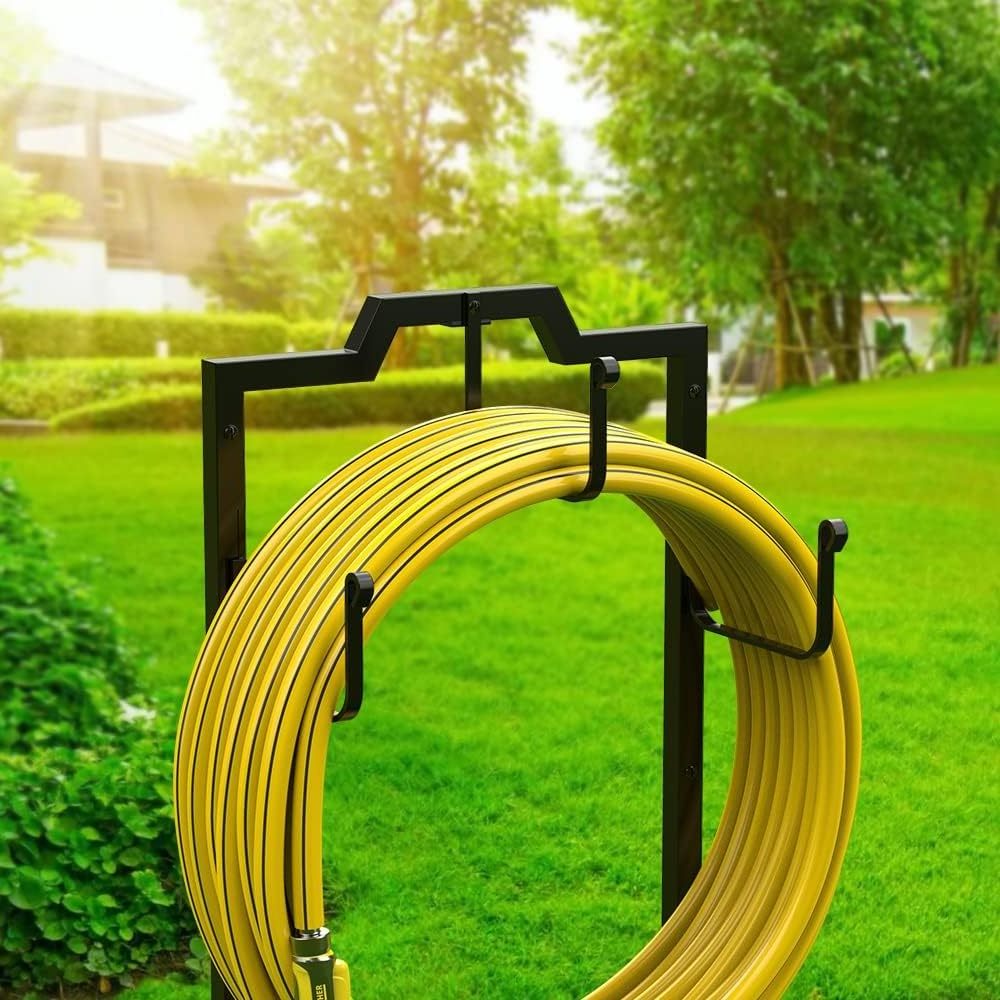 Decorative Coiled Organizer Metal Hanger Freestanding Garden Hose Reel Pipe Holder Stand