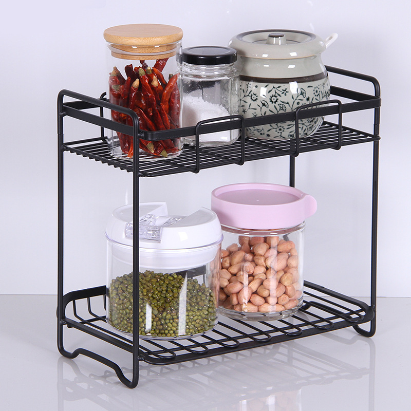 Double-layer foreign trade under the sink countertop finishing rack floor desktop finishing storage rack kitchen spice rack