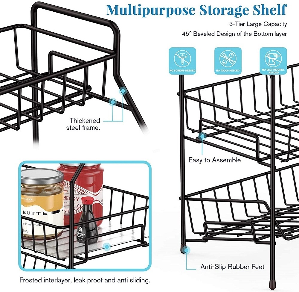 spice rack organizer chalk marker funnel set countertop cabinet pantry 3 tier spice pantry kitchen cabinet organizer