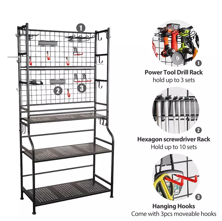 Wall Mounted Tool boards and hooks tool basket pegboard peg board, Tool Organizer for Garage, Workshop, Shed