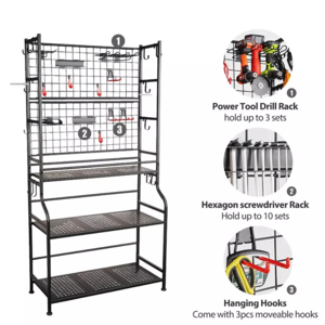 Wall Mounted Tool boards and hooks tool basket pegboard peg board, Tool Organizer for Garage, Workshop, Shed