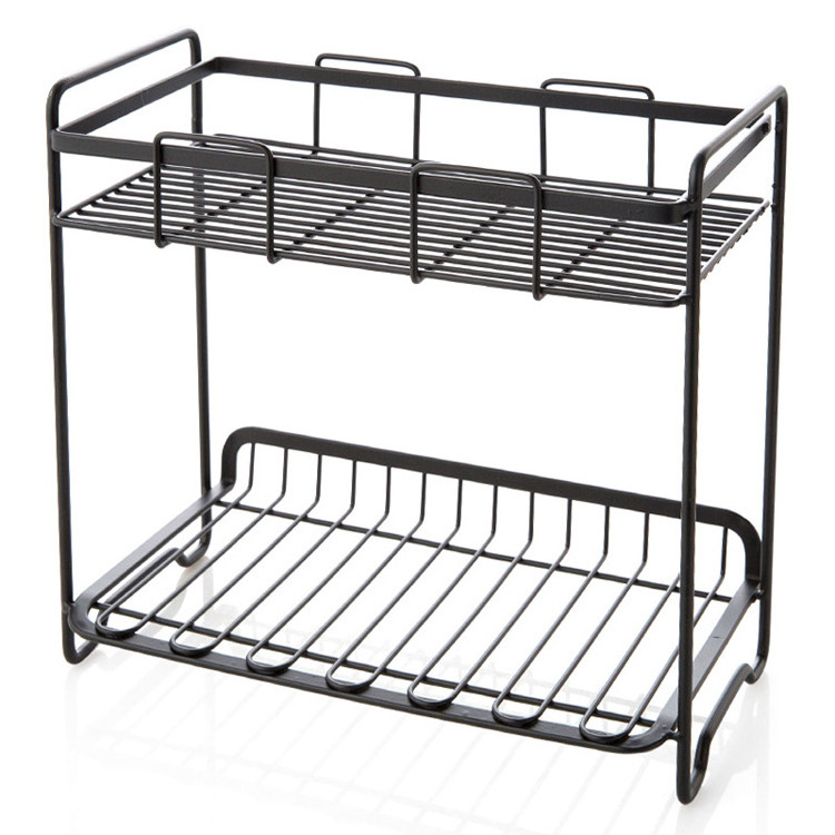 Double-layer foreign trade under the sink countertop finishing rack floor desktop finishing storage rack kitchen spice rack