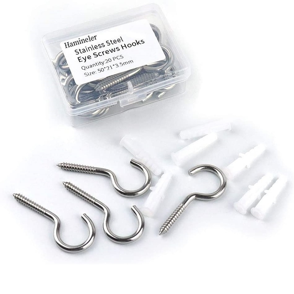 Metal Steel Eye Screws Eye Bolt Hooks Self-Tapping Ceiling Hooks Metaln Round End Screw Hooks