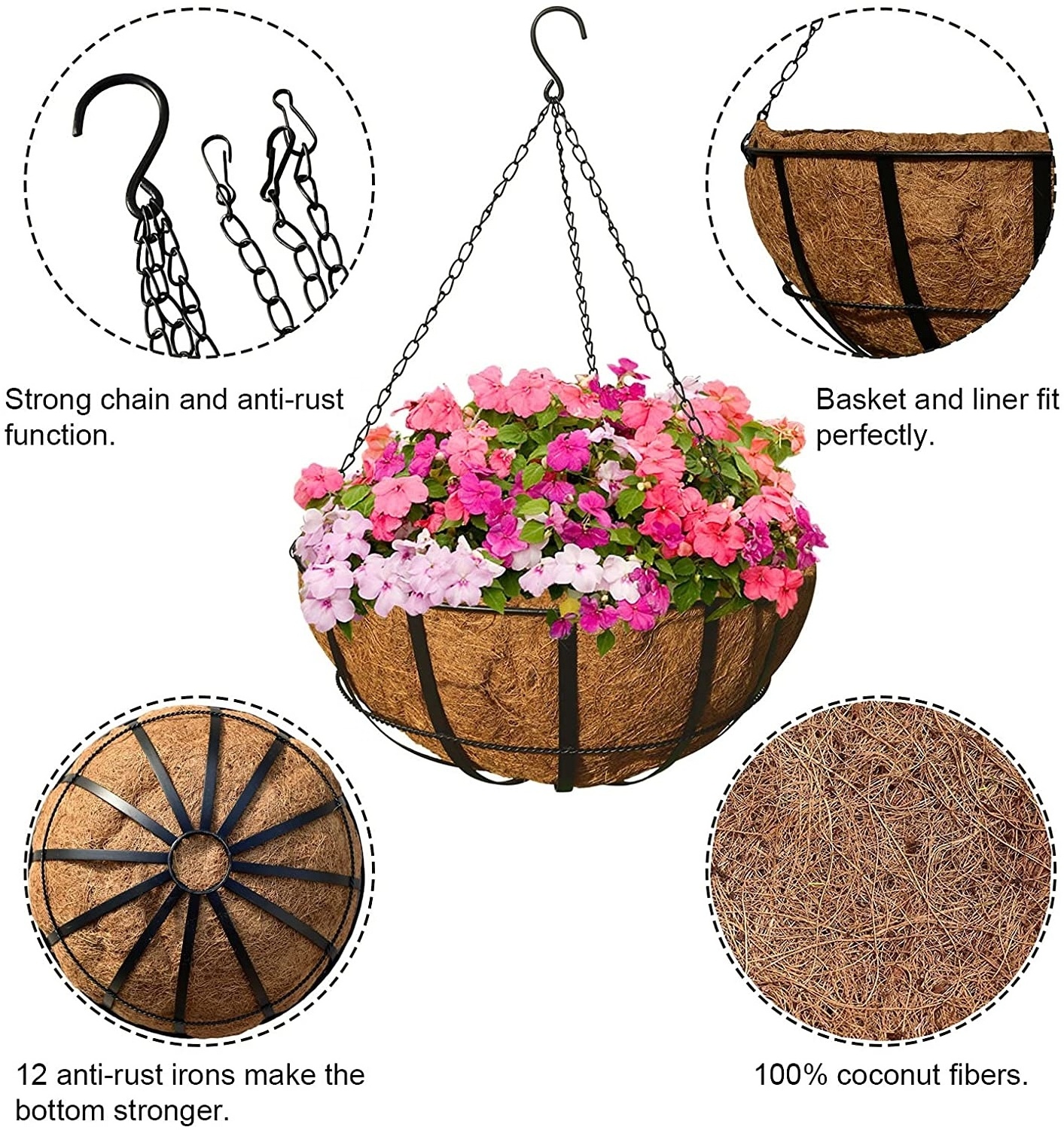 Flower Pot Holders for Outside 3 Pack Heavy Duty Flower Pot Ring Wall Bracket for Plant Pots Indoor Outdoor Mounted Plant Hanger