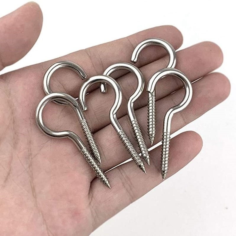 Metal Steel Eye Screws Eye Bolt Hooks Self-Tapping Ceiling Hooks Metaln Round End Screw Hooks