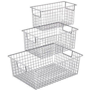 Metal Wire Basket Fridge Freezer Storage Organizer Bins with Handles