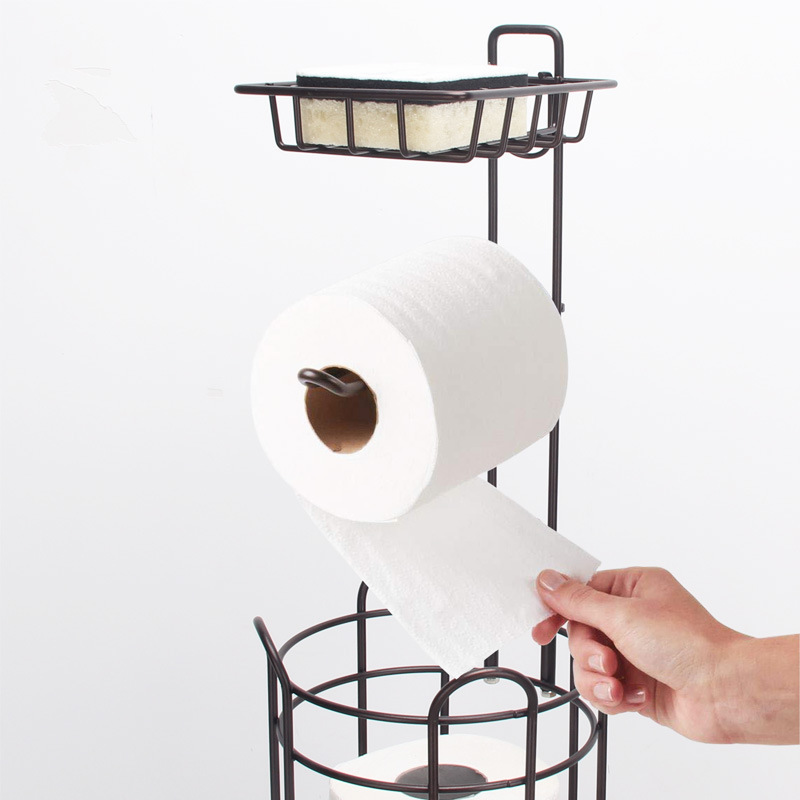 Toilet Paper Holder with Paper Roll Dispenser Hook for Bathroom Storage Freestanding Storage Stand