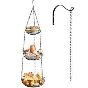 Metal 3 Tier Hanging Fruit Basket Classy rose gold kitchen organizer