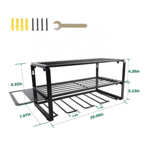 Hot Garage Tool Organizer Drill Holder Wall Mount, Utility Storage Rack for Cordless Drill, 3 Layers Heavy Duty Metal Tool Shelf