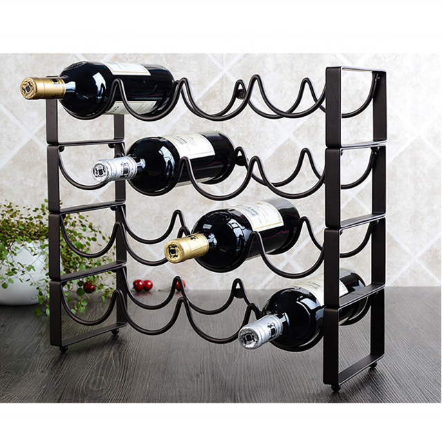 Metal Wire Red Wine Holder Stacking Wine Bottle Display Rack For Home Living Room Decoration