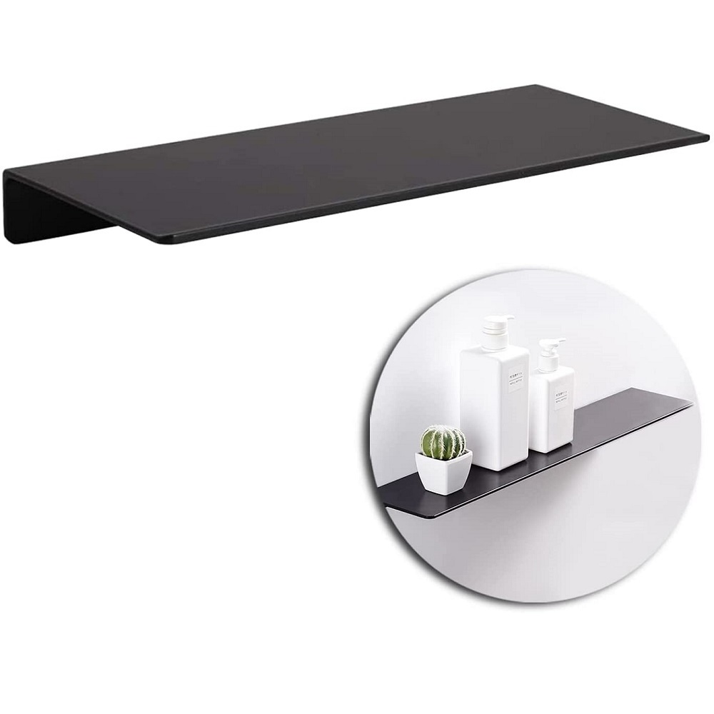 Wall Mounted Shelves Space Aluminum Small Floating Shelves 12 Inch Punch-Free for Bedroom Bathroom Living Room Kitchen