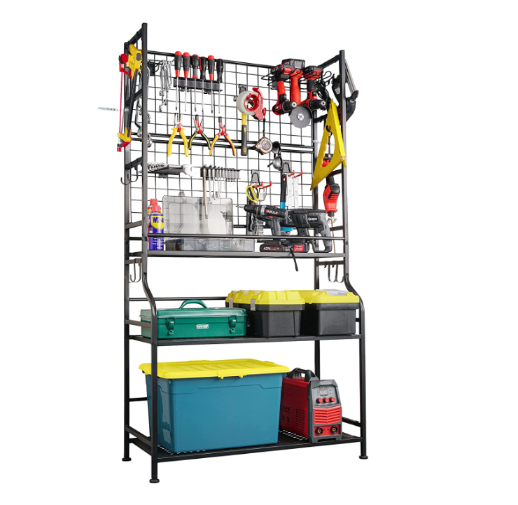 Wall Mounted Tool boards and hooks tool basket pegboard peg board, Tool Organizer for Garage, Workshop, Shed