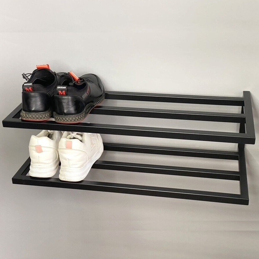 Wall Mounted Shoe Shelf Shoe Storage Entryway Organizer For Home Decor 2 Tier shoe rack