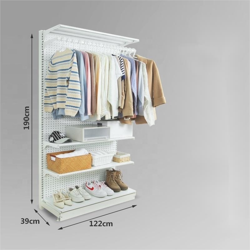 Metal garment pegboard display Rack ,apparel POP clothes display shelves for shop