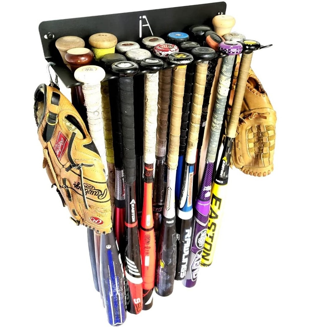 21 Slot Acrylic Baseball Bat Rack Dual Function Baseball Bat or Ball Display Holder for Wall