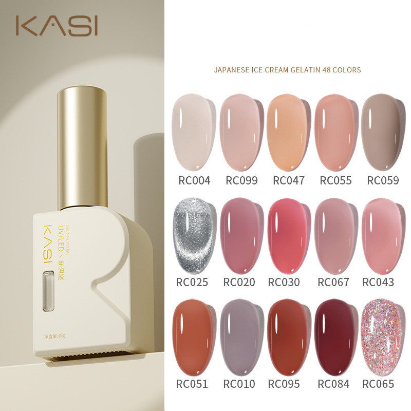 2023 KASI high quality 108 colors UV gel for nail salon professional gel polish soak off top coat and base coat