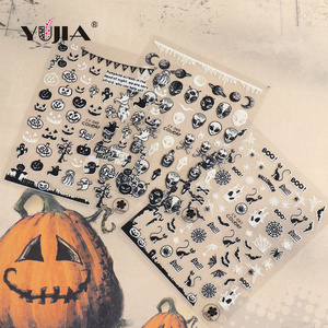 Hot CY series Nail stickers 3D luminous spider web bat pumpkin skeleton Halloween nail sticker