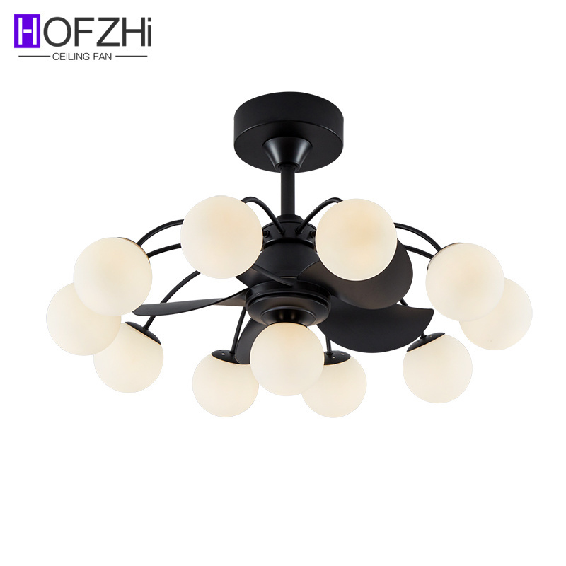 E27*7 800*500mm easy replace light source white ball ceiling fan with light