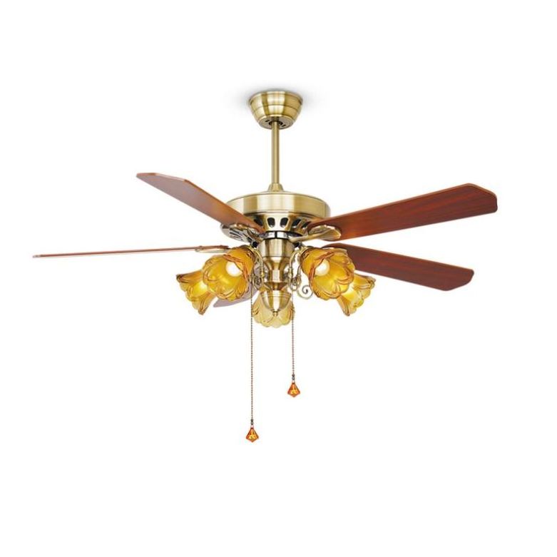 5 wood Blades Fan 3 Speed Zipper European Ceiling Fans With Light fandelier