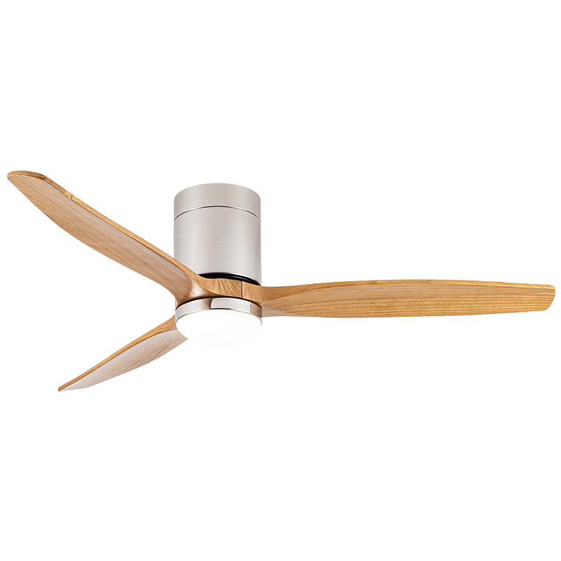 HOFZHI Model 3694 LED ceiling fan manufacture 52 inches wooden blades nickel Led lighting ceiling fan