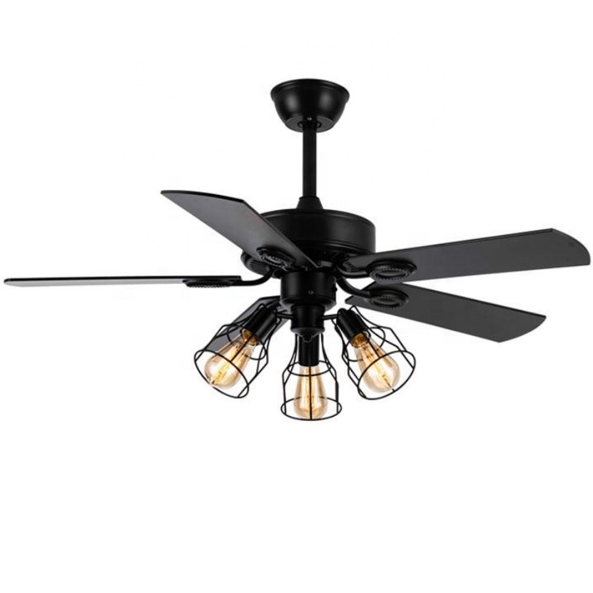 Wholesale Metal All Copper Silent Motor Solid Wood 5 Pieces Remote Control 42 Inch Ac Matte Modern Industrial Fan