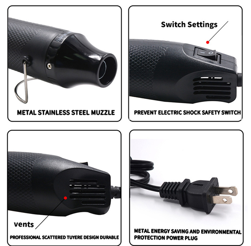 Embossing Heat Gun, Mini Heat Gun with Stand the For DIY Embossing And Drying Paint Multi-Purpose Electric Heating Nozzle 300W