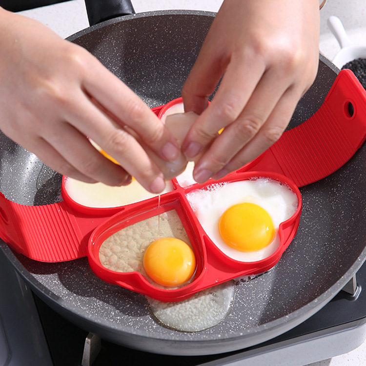 Hot Sales Non-Stick 4 Hole Heart Shape Silicone Fried Egg Mold Pancake Kitchen Tools Cake Decorate Mold