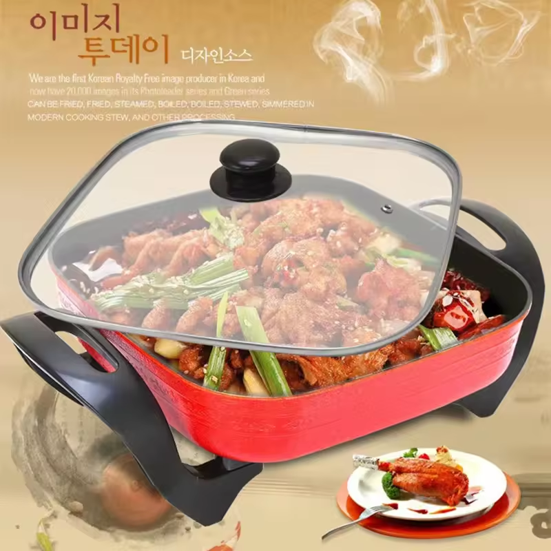 nonstick pot ware electric caldron for dormitory portable Korean style square 5L electric cooker healthy kitchen