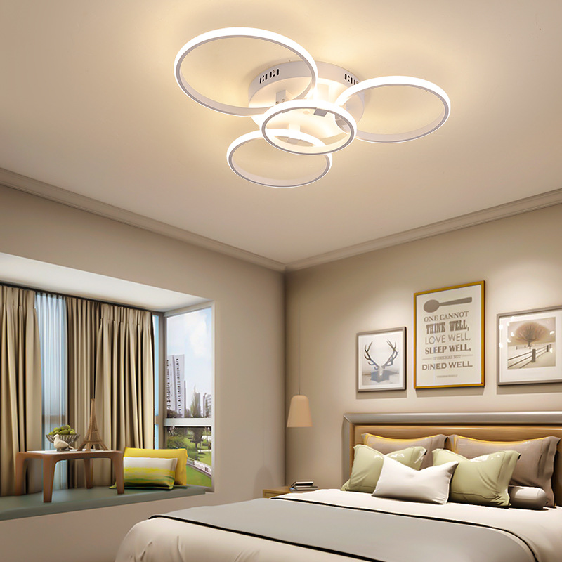 Modern Led Ceiling Lights Lamp New Rc Dimmable App Circle Rings Designer For Living Room Bedroom Ceiling Lamp Fixtures