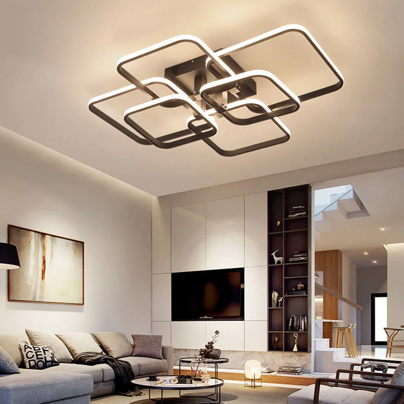 Rectangle Acrylic Aluminum Modern Led Ceiling Lights For Living Room Bedroom White Black Led Ceiling Lamp Fixtures