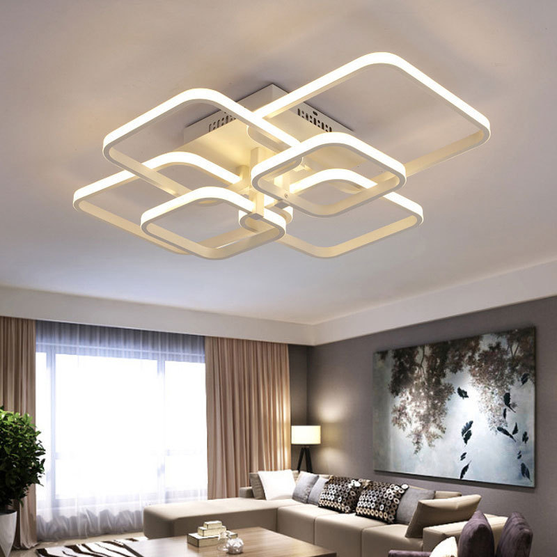 Rectangle Acrylic Aluminum Modern Led Ceiling Lights For Living Room Bedroom White Black Led Ceiling Lamp Fixtures