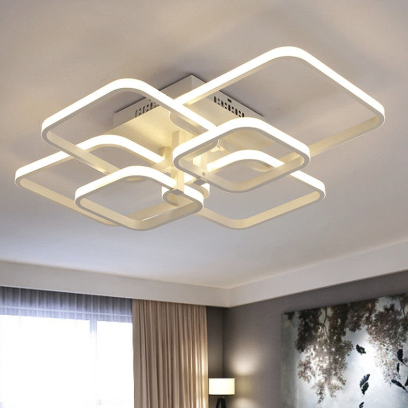 Rectangle Acrylic Aluminum Modern Led Ceiling Lights For Living Room Bedroom White Black Led Ceiling Lamp Fixtures