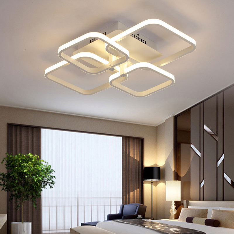 Rectangle Acrylic Aluminum Modern Led Ceiling Lights For Living Room Bedroom White Black Led Ceiling Lamp Fixtures