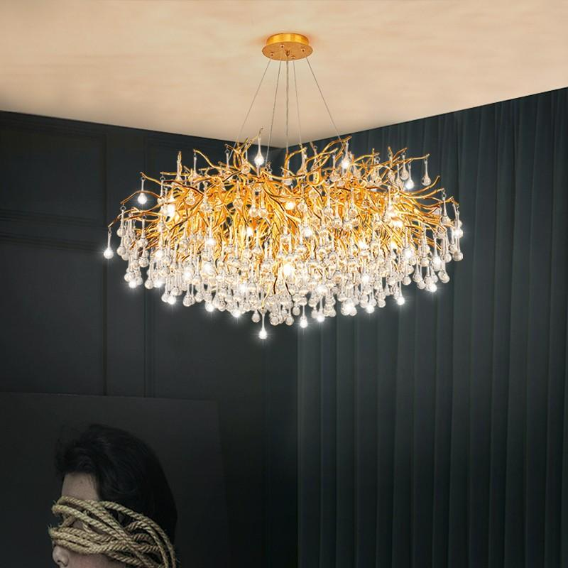 Rectangular Crystal Chandelier Living Room Lobby Hotel Light Fixtures For Celling Chandelier Modern Decorative Led Lamps